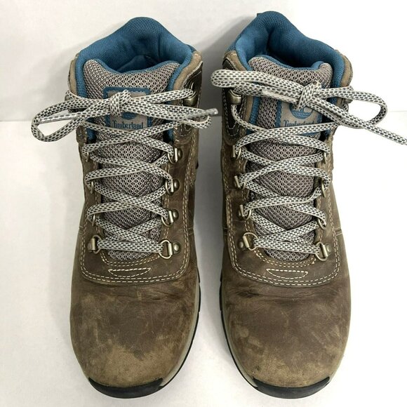 Timberland Women's 7.5 Med Mt. Maddsen Mid Waterproof Hiking Boots Brown Blue - Picture 3 of 14